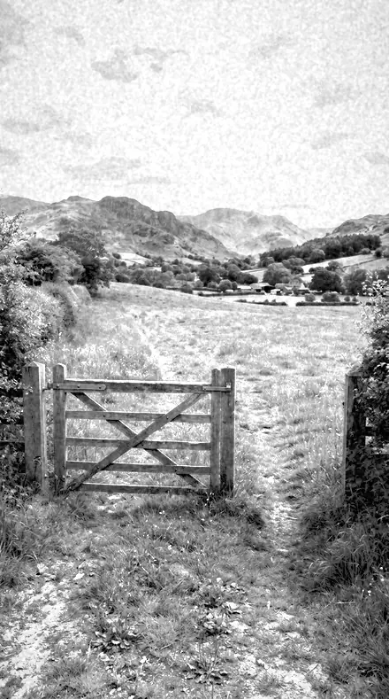 Ink Sky applied to The field, red filtered